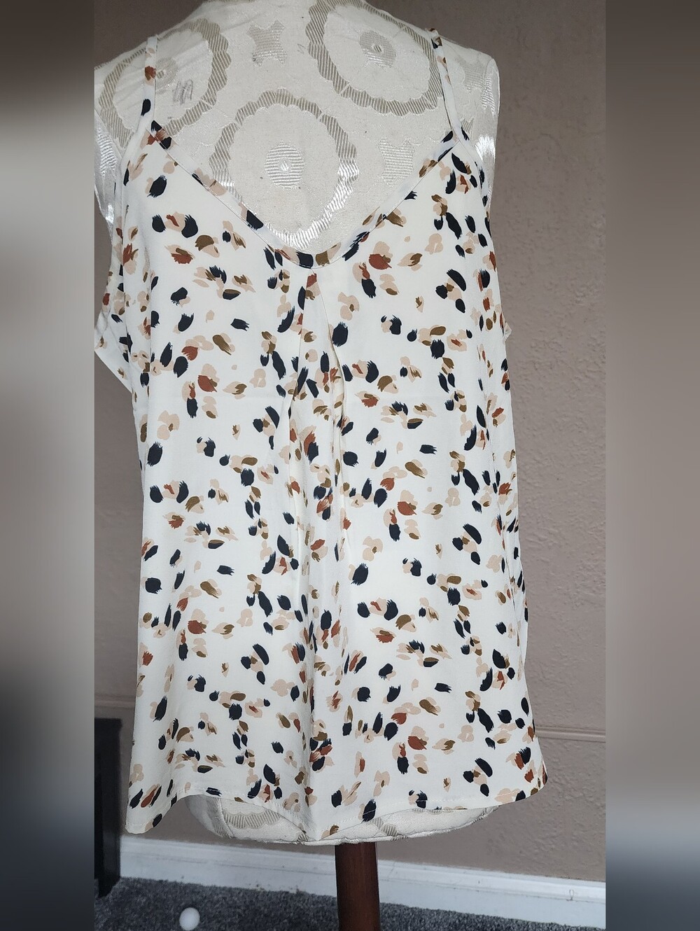 Lightweight White Floral Dotted Cami Top - XL